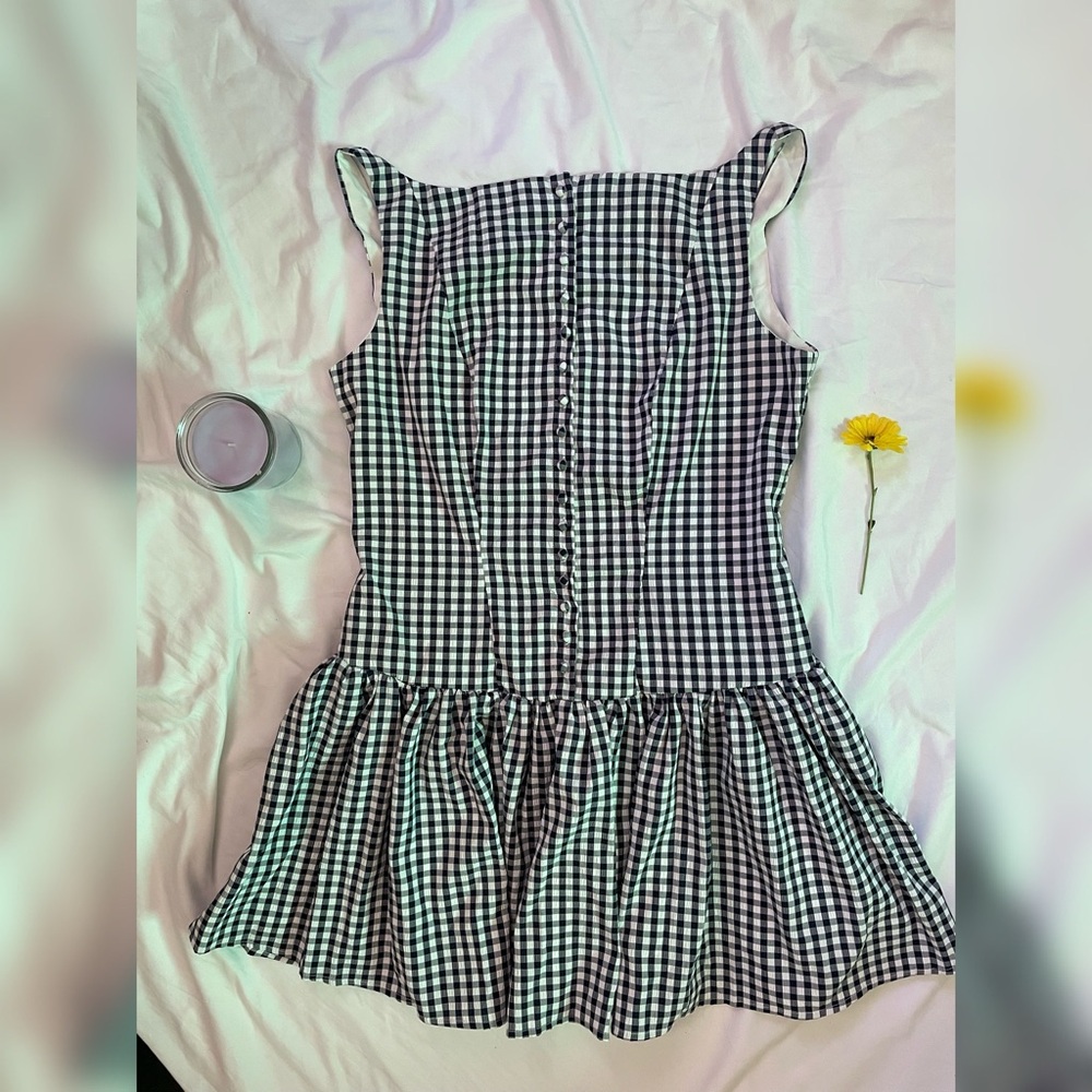 SHEIN Black and White Gingham Mini Dress. Black and white squares mini dress.